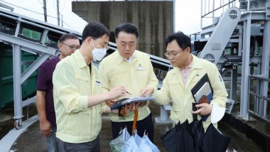 동면 백용리 소재 신운지구 배수펌프장 현장 점검 모습